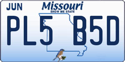 MO license plate PL5B5D