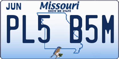 MO license plate PL5B5M