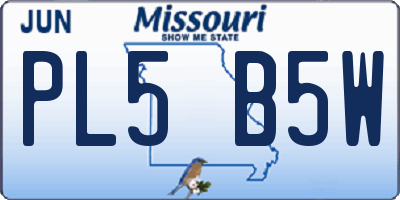 MO license plate PL5B5W