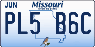 MO license plate PL5B6C