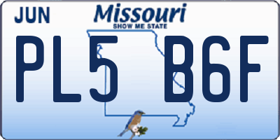 MO license plate PL5B6F