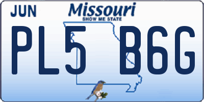 MO license plate PL5B6G