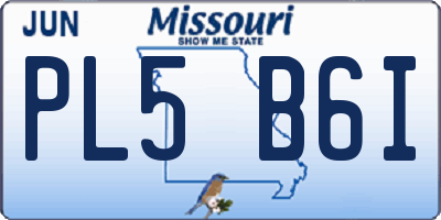 MO license plate PL5B6I