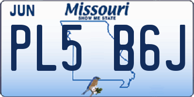 MO license plate PL5B6J