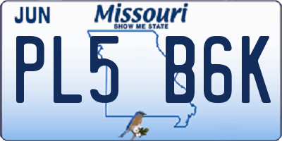 MO license plate PL5B6K