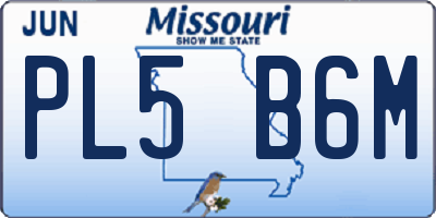 MO license plate PL5B6M