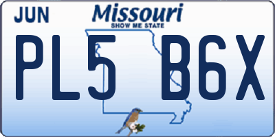 MO license plate PL5B6X