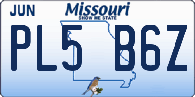 MO license plate PL5B6Z