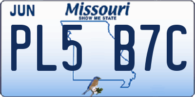 MO license plate PL5B7C
