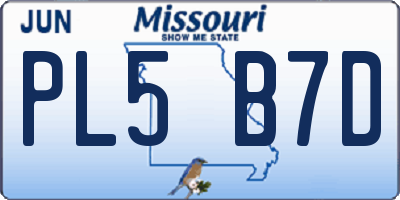MO license plate PL5B7D