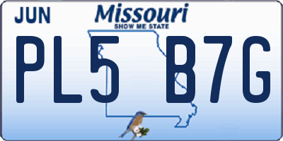 MO license plate PL5B7G