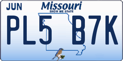 MO license plate PL5B7K
