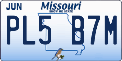 MO license plate PL5B7M