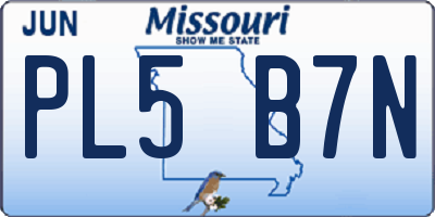 MO license plate PL5B7N