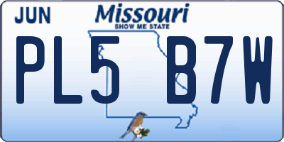 MO license plate PL5B7W