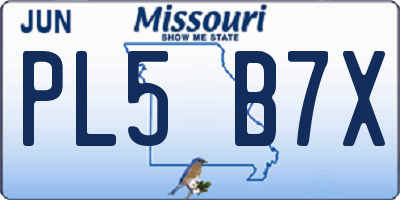 MO license plate PL5B7X