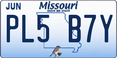 MO license plate PL5B7Y