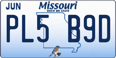 MO license plate PL5B9D