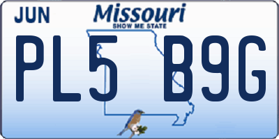 MO license plate PL5B9G