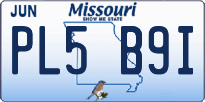 MO license plate PL5B9I