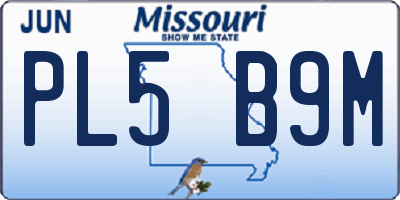 MO license plate PL5B9M