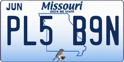 MO license plate PL5B9N