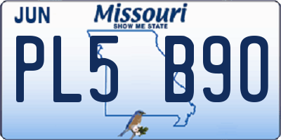 MO license plate PL5B9O