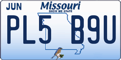 MO license plate PL5B9U