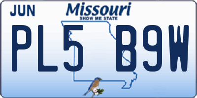 MO license plate PL5B9W