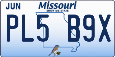 MO license plate PL5B9X