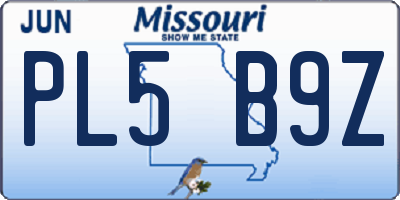 MO license plate PL5B9Z