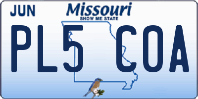 MO license plate PL5C0A