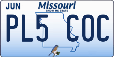 MO license plate PL5C0C