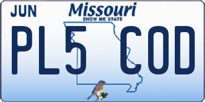 MO license plate PL5C0D