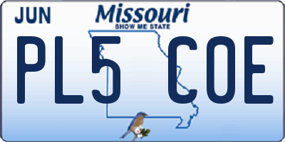 MO license plate PL5C0E