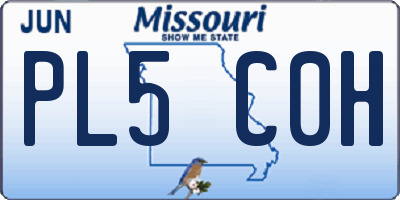 MO license plate PL5C0H