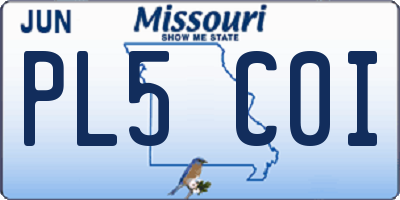 MO license plate PL5C0I