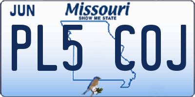 MO license plate PL5C0J