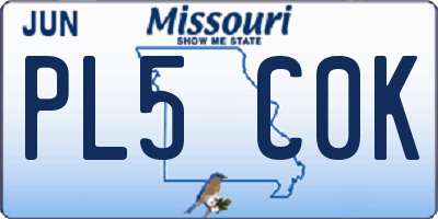 MO license plate PL5C0K