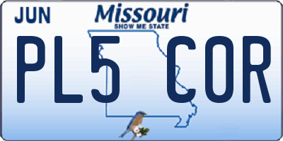 MO license plate PL5C0R
