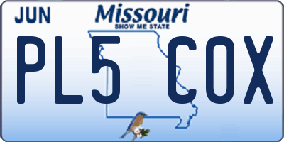 MO license plate PL5C0X