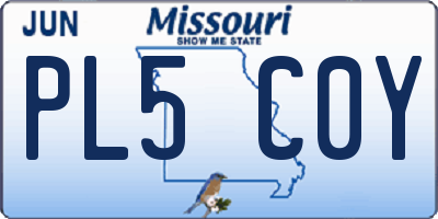 MO license plate PL5C0Y