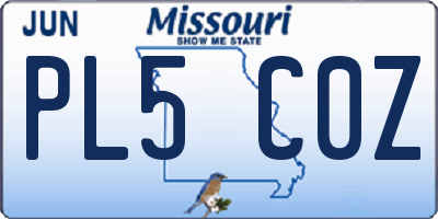 MO license plate PL5C0Z