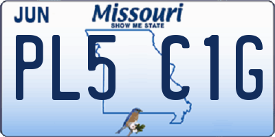 MO license plate PL5C1G