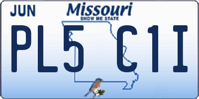 MO license plate PL5C1I