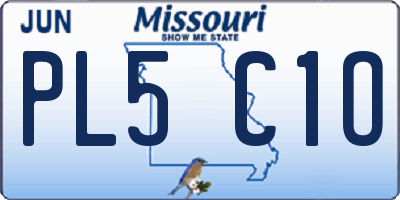 MO license plate PL5C1O