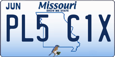 MO license plate PL5C1X