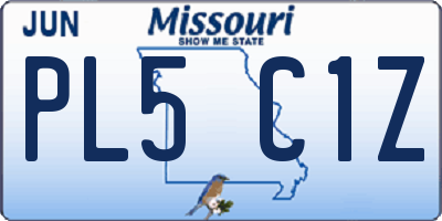 MO license plate PL5C1Z