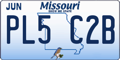 MO license plate PL5C2B