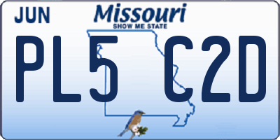 MO license plate PL5C2D